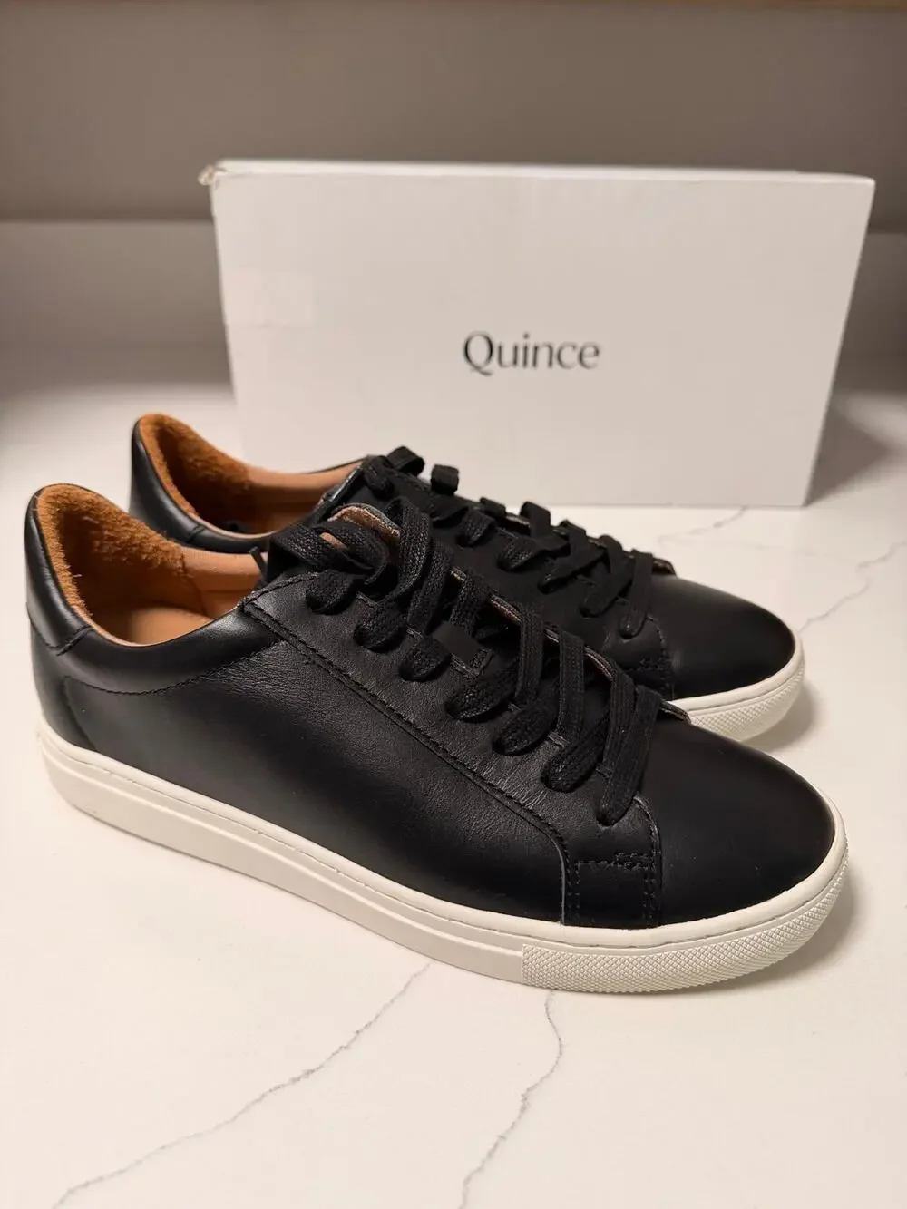Quince 100% Leather Everyday Sneakers Black Women’s 7.5 - NIB